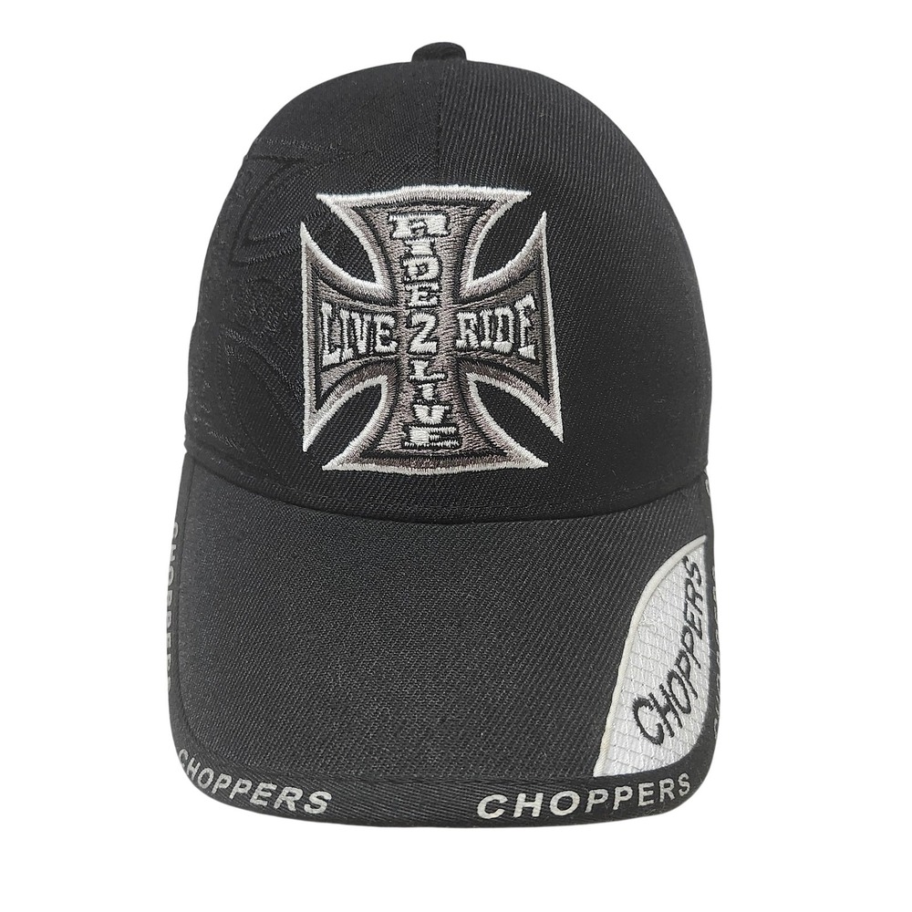 Sports Cap Hat Cap Strap Back Mens One Size Choppers Live 2 Ride Iron Cross